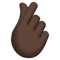 Hand with Index Finger and Thumb Crossed- Dark Skin Tone emoji on Apple